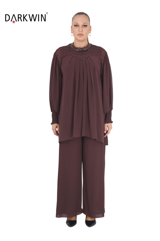 DARKWIN - 12240 DARKWIN BLUZ-PANTOLON KAHVE